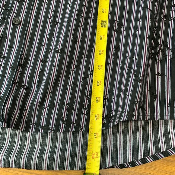 Blue  Western Shirt XLT Long Sleeve Button Up Black Stripe Textured Velvet 
N42 - Picture 7 of 8
